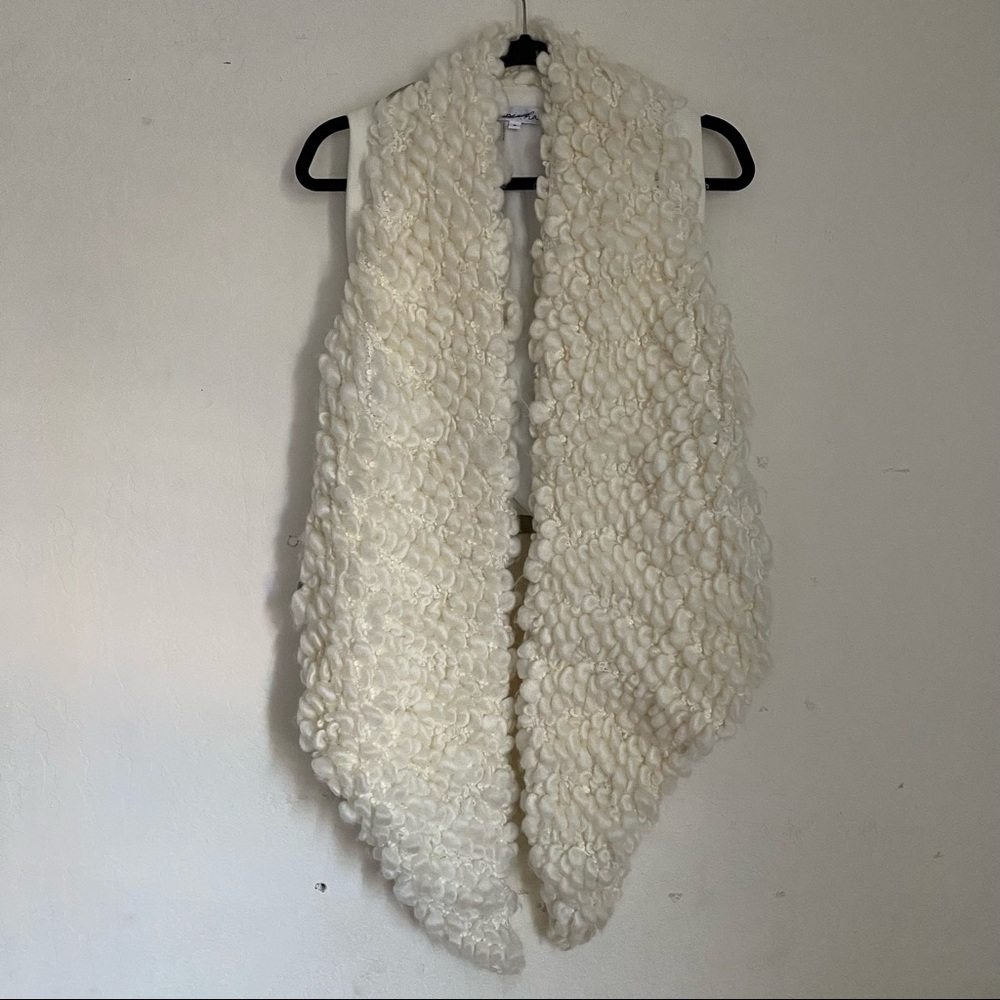 Miha Ivory Felix Textured Knobby Wool Suede sweater vest size small